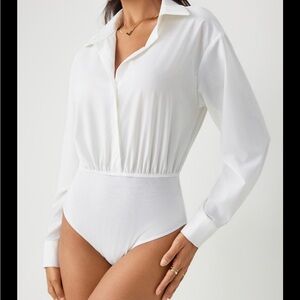 Cider White Fitted Long Sleeve Bodysuit
